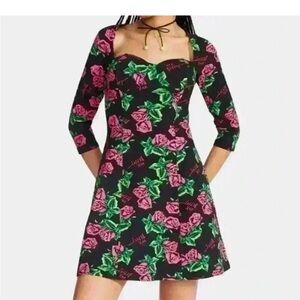 Betsey Johnson Tin Can Rose fit and flare dress NWT size L